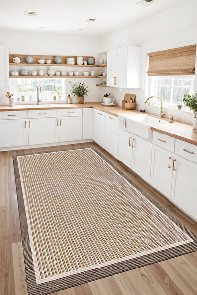 GECE HOME DİJİTAL BASKILI Kaymaz Taban Yıkanabilir Modern Mutfak Halısı Salon...