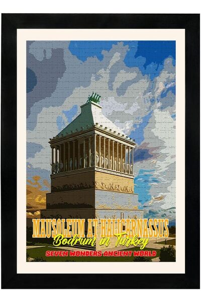 DOME مجموعة فنون MD - ملصق ضريح هاليكارناسوس (A4/A3) بإطار من مادة البولي فينيل كلوريد