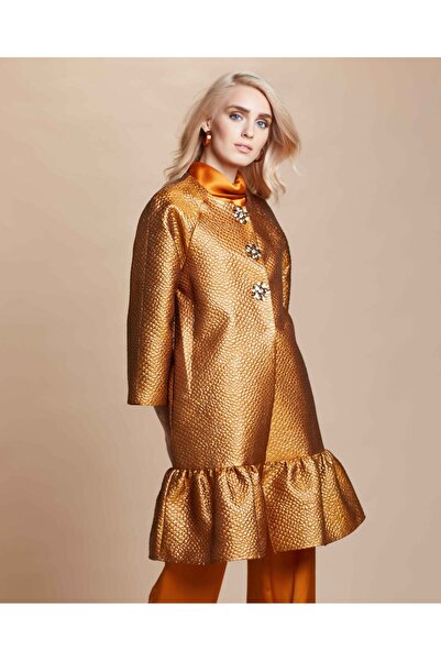 SERPİL Kadın Modern ve Şık Kap - Volan Etekli - Taşlı Düğme Detaylı