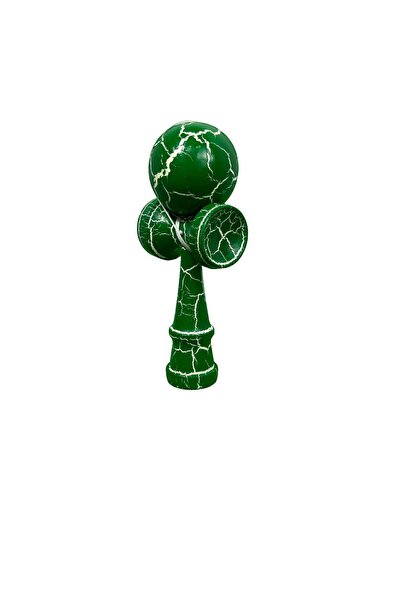 Kendama X Jucarie Kendama Profesionala, Kendama Cracked, din Lemn 18 cm, Verd...