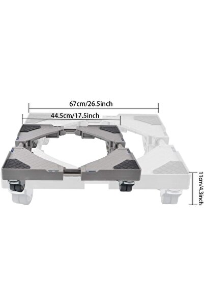 OEM SMONTER Mobile Base for Washing Machine, Dryer, 4 Wheels, Adjustable 44.5-67 cm, Gray
