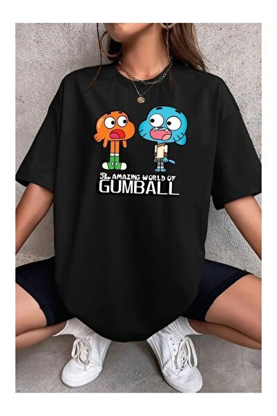 CLASİVA Modern Design Special Gumball Print Unisex Oversized Crew Neck T-Shirt