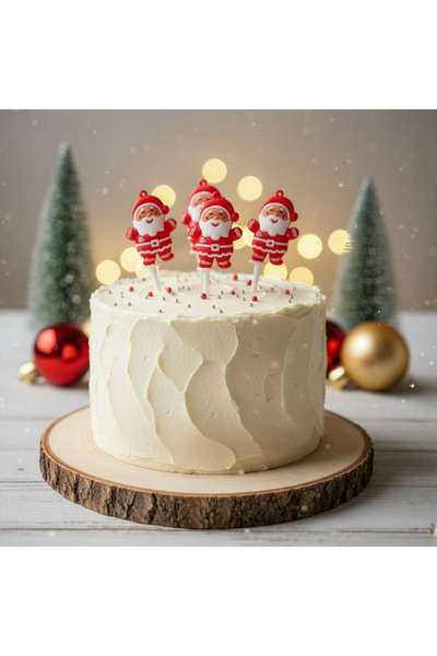 PRATİKLİFE 5 Adet Noel Baba (Santa Claus) Pasta Süsü Seti - Yılbaşı Cupcake T...
