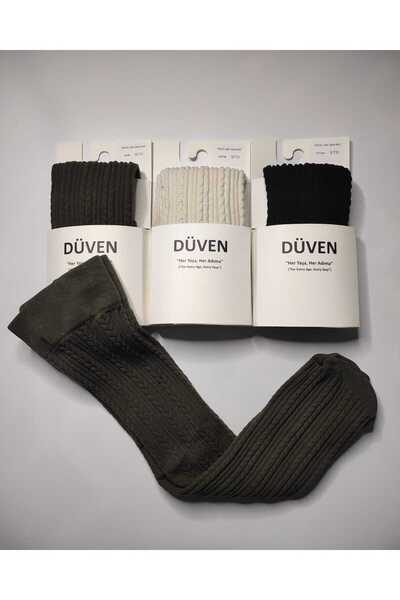 DÜVEN 3-Pack of Soft Textured Thick Winter Colored Knee-High Socks with Classic Knit Pattern