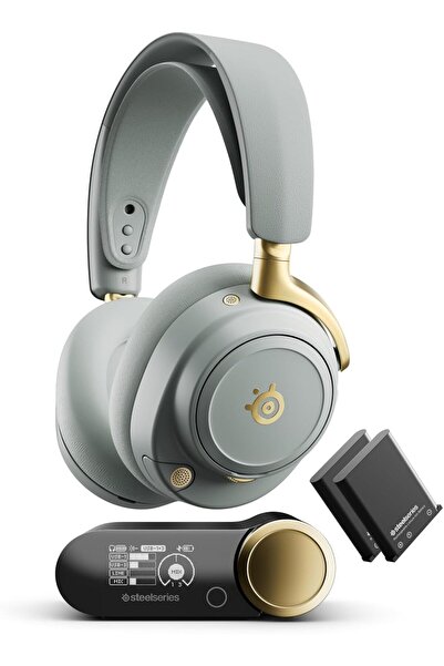 SteelSeries سماعة الألعاب اللاسلكية Arctis Nova Elite عالية الدقة (Sage & Gold)