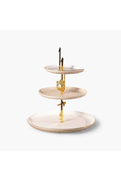 Otantik Lqaa 3-Tier Porcelain Cake Stand - 27x27 cms