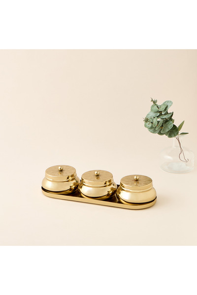 Lifestyle طقم أطباق وصينية منقوش مكون من 4 قطع