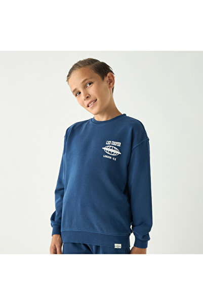 Lee Cooper سويت شيرت مطبوع برقبة دائرية وأكمام طويلة