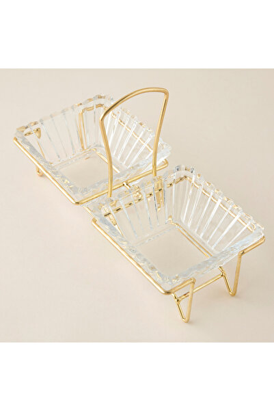 Lifestyle Shifaf 3-Piece Glass Snack Bowl and Stand Set