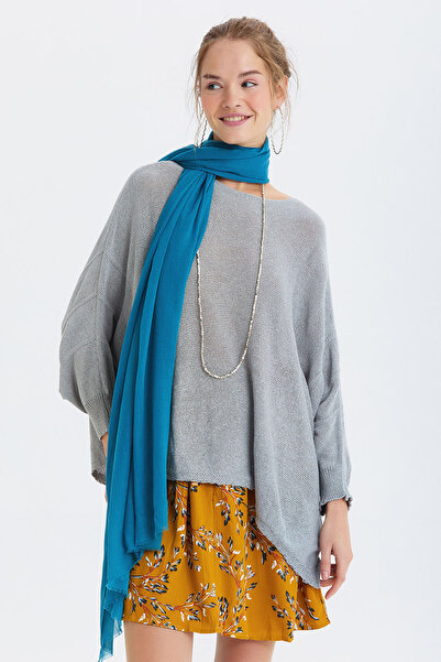 Clandestino Thin Draped Bamboo Shawl Blue Turquoise