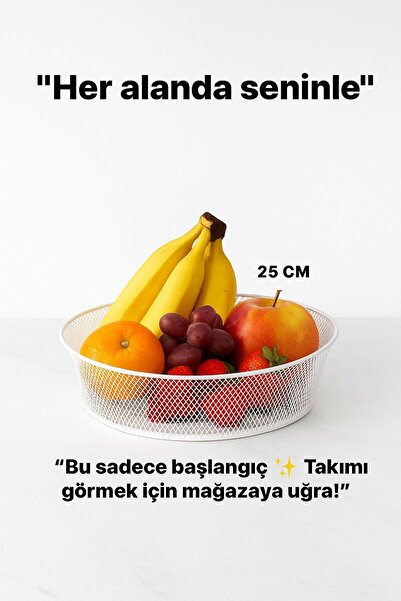 VENON White Spring 25 cm Fruit Basket Makeup Basket Organizer Box Metal Basket Home Multi-Purpose Basket