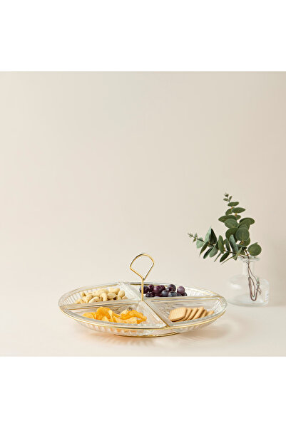 Lifestyle Shifaf 5-Piece Glass Bowl and Sectioned Stand Set