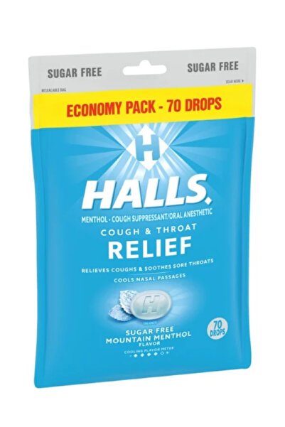 Candy Halls Cough & Throat Relıef Sugar Free Mountaın Menthol Flavor 70 Drops