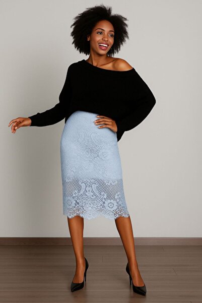 DEEP BEACH Fusta midi cu căptușeală din dantelă