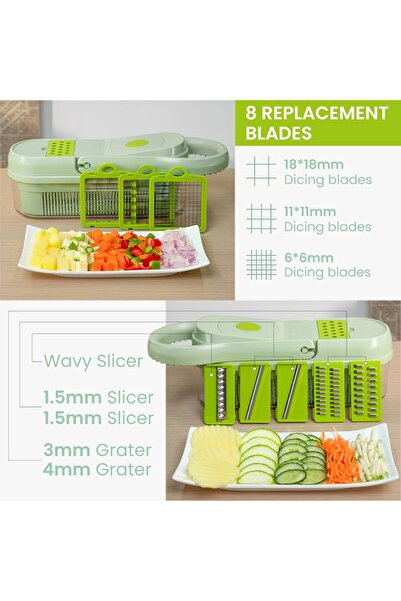 genernic مفرمة خضراوات، مفرمة سلطة خضراوات متعددة الوظائف، قطاعة خضراوات ماندولين مع 9 شفرات