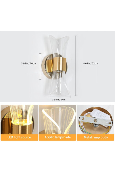 OEM DELIPOP LED applique, 12W, 22x10x9 cm, 3 color temperatures , acrylic and metal, gold