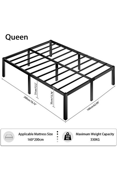 Yanara 160x200cm Metal Platform Bed Frame with Under-Bed Storage Space, Heavy...