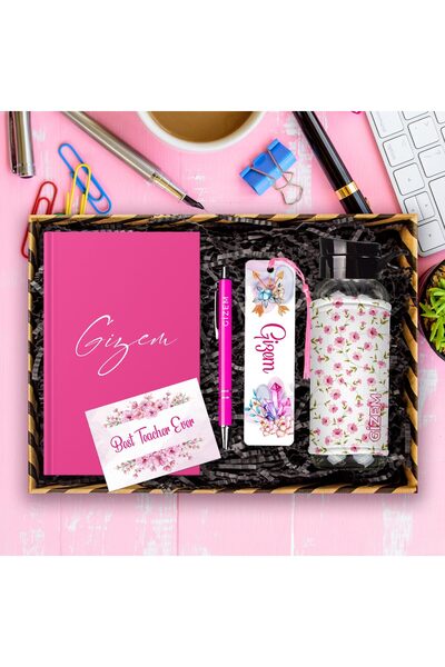 EJOYA Öğretmenlere Özel Tasarım Defter & Kalem & Matara & Akrilik Kitap Ayracı Hediye Kutusu 114405