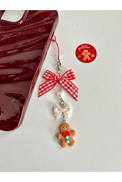 bohemian takı tasarim Kurabiye Adam Yılbaşı Noel Telefon Charmı