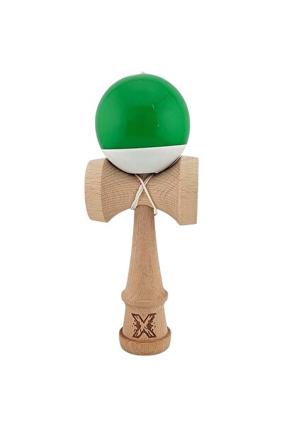 Kendama X Jucarie Originala, Profesionala, Super Sticky, 18 cm, Verde inchis/Alb