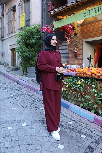 NİSUM MODA Buttoned Suede Set