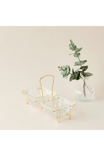 Lifestyle Shifaf 3-Piece Glass Snack Bowl and Stand Set