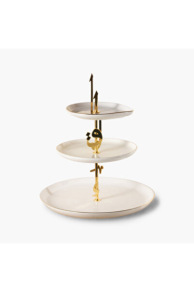 Otantik Lqaa 3-Tier Porcelain Cake Stand - 27x27 cms
