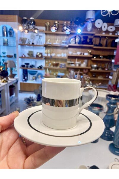 ACAR BEYAZ GÜMÜŞ 6 KİŞİLİK TÜRK KAHVESİ FİNCANI