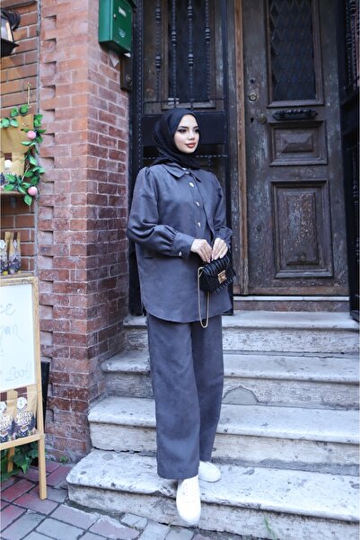 NİSUM MODA Buttoned Suede Set