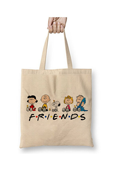 Toyaso Snoopy Friends White Cloth Bag Long Handle Shopping Bag Beach Bag