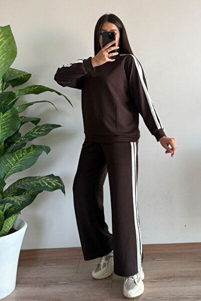 CİDDE Women's Modal Fabric Oversized Wide Leg Paneled Tracksuit Set