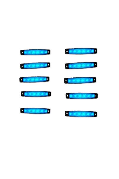 Sanel 10 adet 24 volt 6 ledli parmak lamba mavi renk basamak lamba