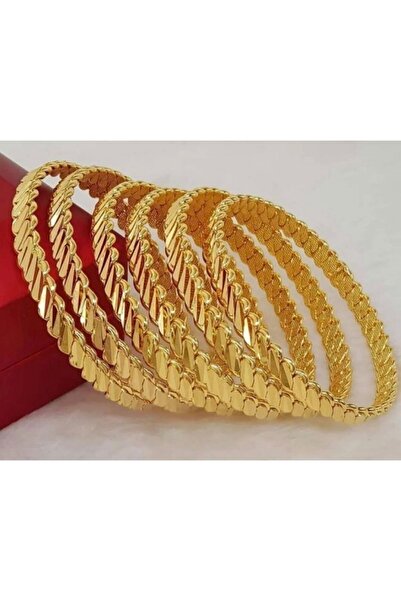 Kyver 22 Ayar Altın Kaplama Burma Bilezik 3 Telli Adana Burması İmitasyon Bilezik