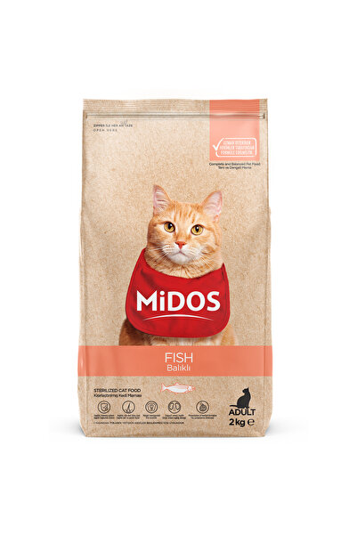 Midos Hrana pisica sterilizata, Midos, Premium, peste si orez, 2 kg, control greutate, digestie sanatoasa