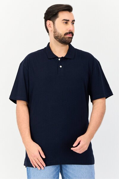 GAP Men Regular Fit Solid Short Sleeves Polo Shirt, Navy