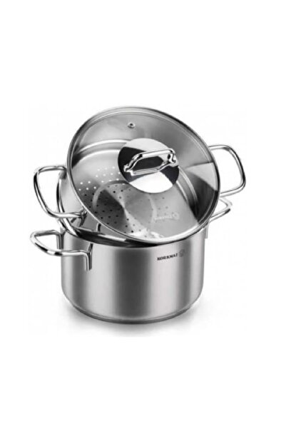 Generic وعاء طهي ومصفاة سعة 2 لتر - A1522، فضي، ستانلس ستيل، مصقول كوركوماز اصلى