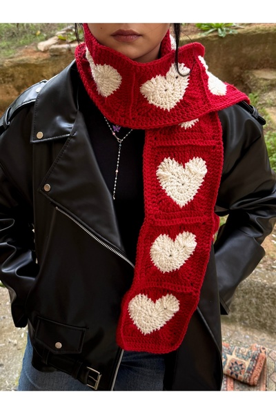 mor kedi Kalp Desenli Atkı El Yapmı Kalpli Atkı Hediyelik Sevgiliye Hediye se...