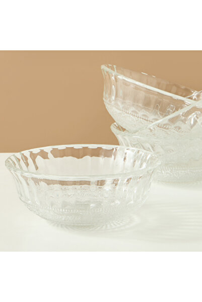 Lifestyle Textured 5-Piece Glass Serving Bowl Set - 23 cms