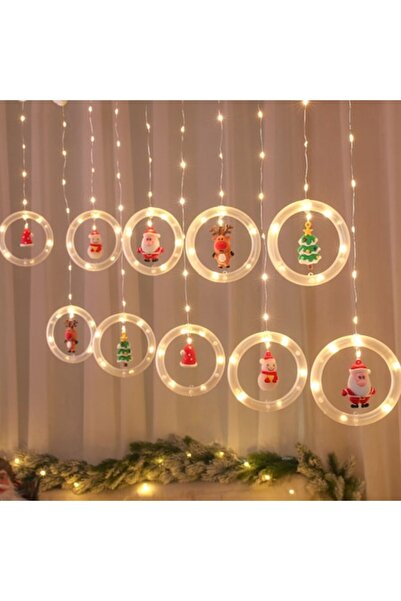 HOZRO Perdea luminoasă - 3m, 10 inele suspendate cu figurine festive 3D și LED alb cald