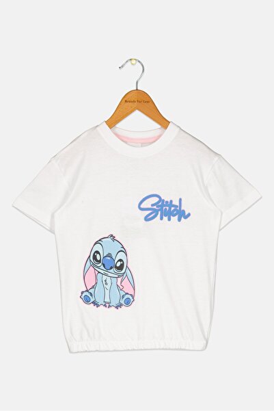 Disney Stitch Toddlers Girl Short Sleeve T-Shirt, White