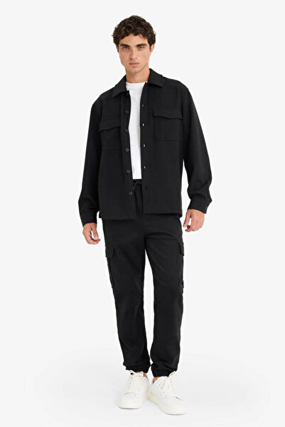 DeFacto Cămașă neagră pentru bărbați E9251ax/bk81