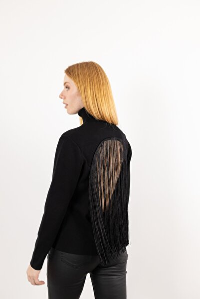 Butik Suat Yuvarlak Desen Uzun Püskül Detay Kazak