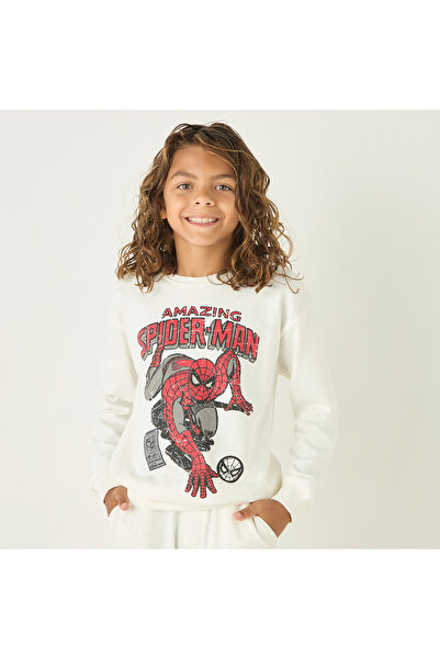 Marvel Spider-Man Print Sweatshirt with Long Sleeves