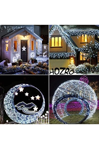 HOZRO Lumini solare de Crăciun, 100 LED-uri, 10 m, alb rece – interior și exterior