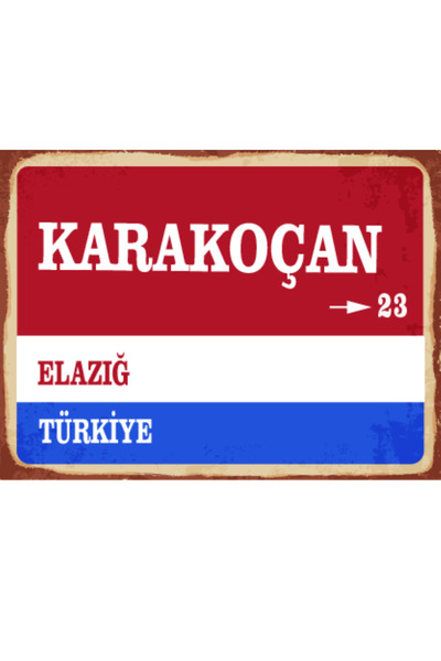 BiveSa Elazığ ili Karakoçan İlçesi Retro Ahşap Sokak Tabelası