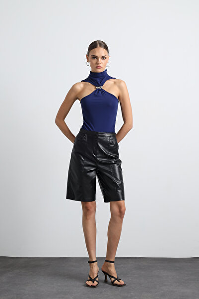 Mozto Zenna Vegan Leather Bermuda Shorts