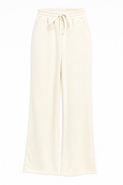 Mixray 4782 Women's Elastic Waist Thessaloniki Palazzo Pants Stone