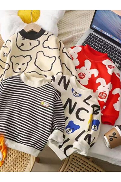 Shisa For Kids Kız ve erkek çocuklar için kırmızı kazaklar, beden 110(3-4 yas)