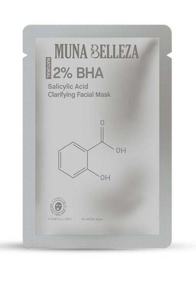 Muna Belleza 2% BHA Salicylic Acid Clarifying Mask Sheet - Shrinks Large Pores, Exfoliates & Reduces Blemishes, F