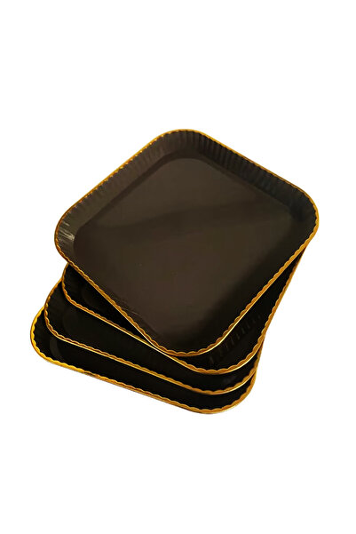 PUFO Set of 4 square trays Gentle for serving appetizers, sweets, candies, 15 cm, gray